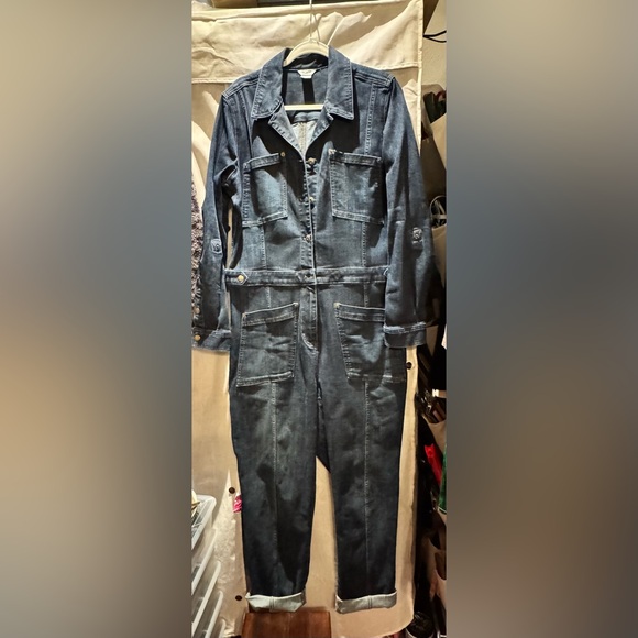 Duluth Trading Women's Dark Blue Stretch Denim Jumpsuit, Size 14 Reg - Picture 4 of 6